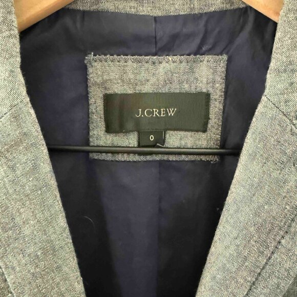 J.Crew Navy Blue single button Blazer Structured Tailored size 0 cotton stretch - Picture 3 of 5